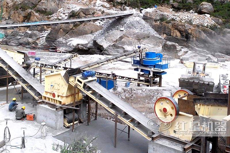 制砂機(jī)全景，制砂機(jī)+反擊破+顎破