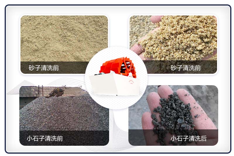 石子清洗機械洗砂、洗石前后展示