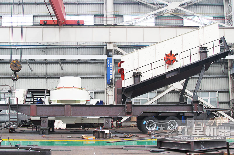 沖擊破移動破碎機(jī)，制砂+篩分，多種規(guī)格級配合理